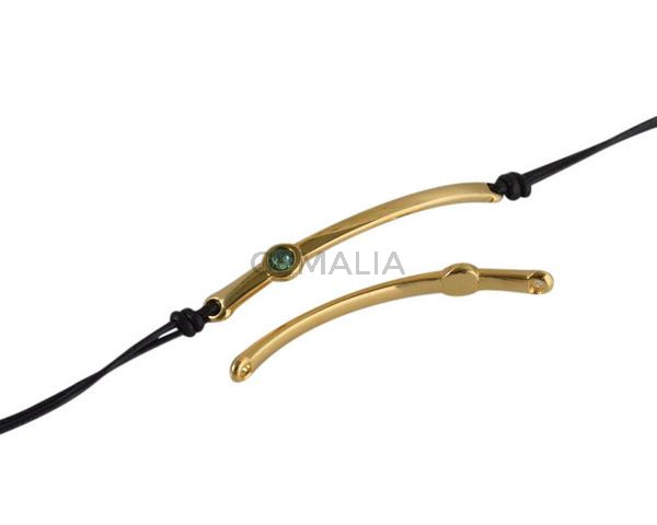 Conector de SWAROVSKI y Zamak. 43x5mm. Dorado-Erinite. Int.1,5mm