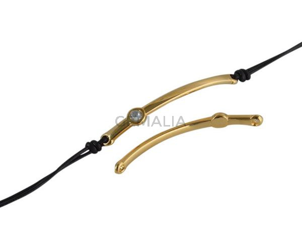 Conector de SWAROVSKI y Zamak. 43x5mm. Dorado-Cristal. Int.1,5mm