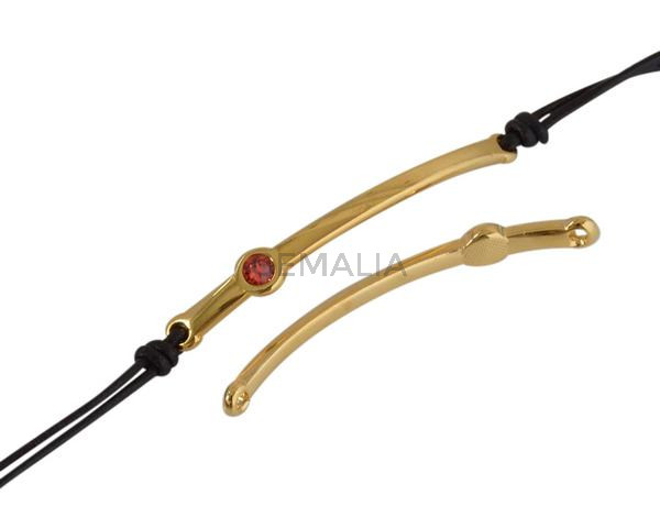 Conector de SWAROVSKI y Zamak. 43x5mm. Dorado-Padparascha. Int.1,5mm
