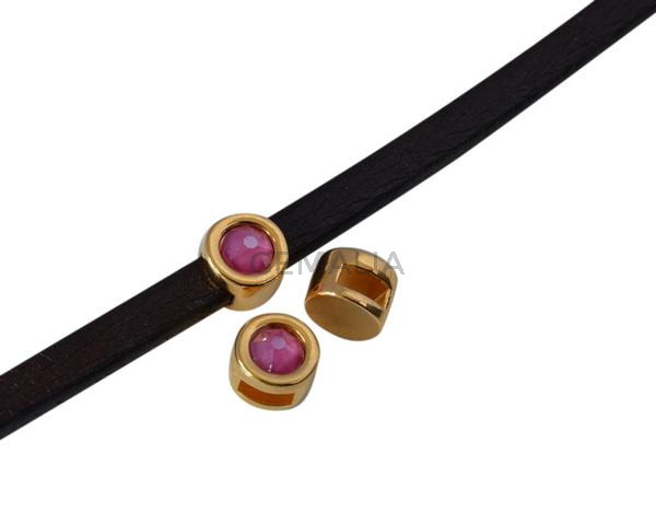Entrepieza de SWAROVSKI y Zamak. Moneda 8mm. Dorado-PeonyPin. Int.5x2mm