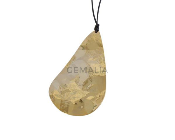 Colgante lagrima  de latón 69x38mm. Dorado. Int.1,5mm. Calidad Superior