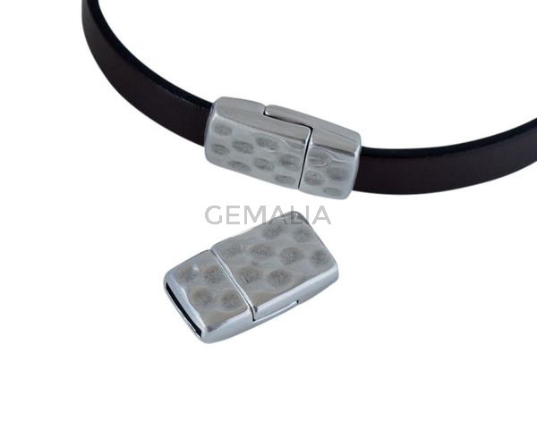 Cierre Zamak Imán plano. 24x14mm. Plateado. Int.10x2mm