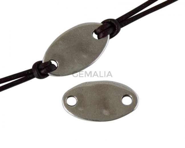 Conector de Zamak oval 19x11mm. Plateado. Int.2mm