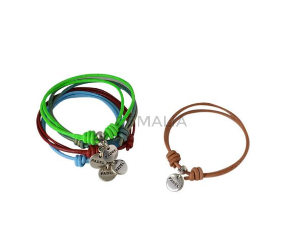 Pulsera padel de zamak y cuero 2mm. MIX. Adaptable. Calidad Sup.