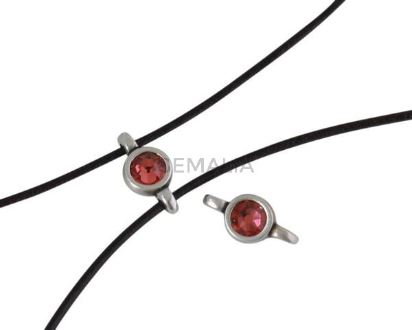 Conector de SWAROVSKI y Zamak 10x5mm. Plateado-Padparadcha.Int.1,2mm