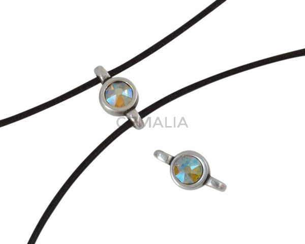 Conector de SWAROVSKI y Zamak 10x5mm. Plateado-Citrine Shimmer.Int.1,2mm