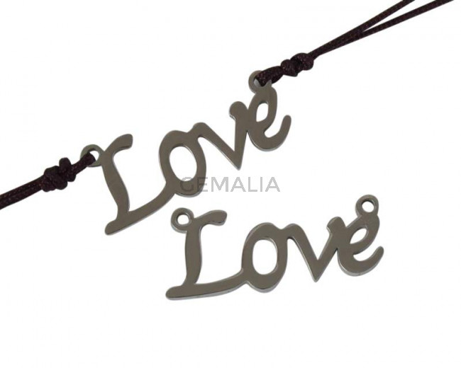 Conector de Acero inoxidable 304. Love 22x9x1mm. Plateado. Int.1mm