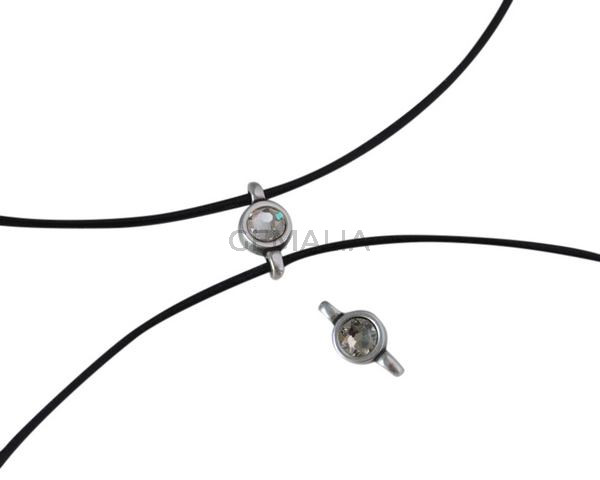 Conector de SWAROVSKI y Zamak 10x5mm. Plateado-Cristal.Int.1,2mm
