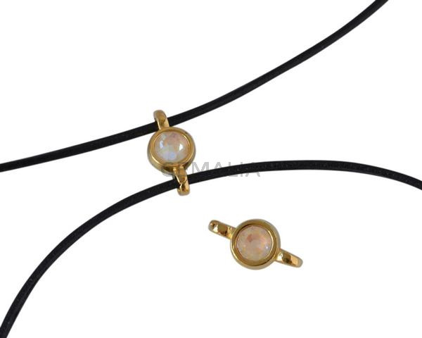 Conector de SWAROVSKI y Zamak 10x5mm. Dorado-Light Grey Delite.Int.1,2mm