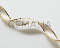 Lazo saten fantasia. 7mm. Blanco. Calidad superior