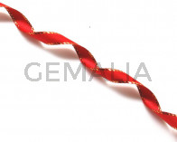 Lazo saten fantasia. 7mm. Rojo. Calidad superior