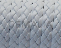 Cuero trenzado Plano 9x2mm. blanco. Calidad Superior
