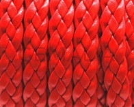 Cuero trenzado Plano 9x2mm. Rojo. Calidad superior