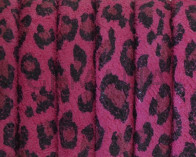 Piel de serraje REGALIZ. Oval 10x6mm . Leopardo fucsia. Calidad superior