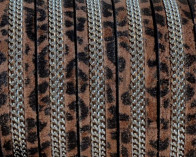 Piel ante con cadena. Plano10x2mm. Leopardo-Plateado. Calidad Superior