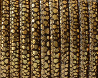 Piel de serraje. Redondo 4,5mm. Cosido. Marron oscuro-Oro. Calidad Superior