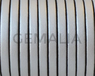 Cuero Plano 5x1,5mm. Plata metalizado 2 - cantos negros. Calidad Superior