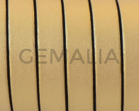 Cuero Plano 10x1,5mm. Oro metalizado 2 - cantos negros. Calidad Superior