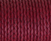 Cuero Trenzado Redondo 3mm. Burdeos. Calidad superior.
