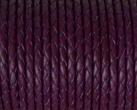 Cuero Trenzado Redondo 3mm. Morado. Calidad superior.