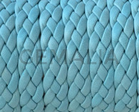 Cordon de cuero Trenzado Plano 9x2mm. Denver. Azul turquesa. Calidad superior.