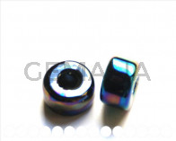 Ceramica. Rondel 18x10mm. negro metalizado. Int.6,2mm