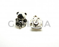 Cierre Zamak Pendiente. Oso. 20,5x18,5mm. Plateado. Int.2mm