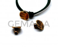 Cierre Zamak botón. 16x14mm. Oro viejo. Int.4,2mm