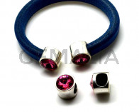 Terminal Zamak/SWAROVSKI regaliz. Moneda. Moneda.Plateado-Rosa.