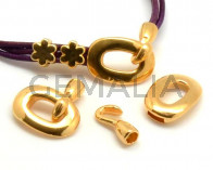 Cierre Zamak oval. 15x21mm. Dorado. Int.6x2mm/4mm