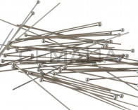 Acero inoxidable 304. Alfiler con bola. 60x0,8mm/2,5mm. Plateado.