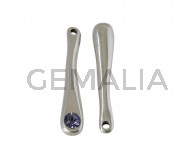 Colgante de SWAROVSKI y Zamak. Palo 31x6mm. Plateado-Tanzanite. Int.1,3mm