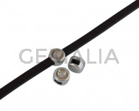 Entrepieza de SWAROVSKI y Zamak 6x4mm. Plateado-Ochre Delite. Int.3x2mm