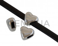 Entrepieza Corazón Zamak. 12x11mm. Plateado. Int.6x2,5mm