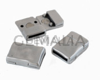 Cierre magnético plano de Zamak 19,3x13,5mm. Plateado. Int.10x2mm