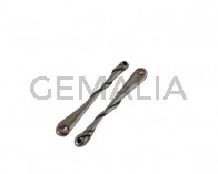 Colgante palo SWAROVSKI y Zamak 50x6mm.Plateado-Light Peach.Int.1,8mm