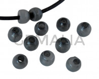 Resina. Bola 7x7x5mm. Gris opaco. Int.3mm aprox. Calidad superior.