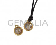 Colgante de SWAROVSKI y Zamak moneda 9x5x9,5mm. Dorado-Golden Shadow. Int.1,5mm