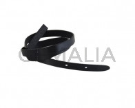 Tira de cuero para hebilla. 590x10mm. Negro-cantos negros. Calidad superior.