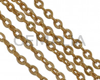 Cadena de Laton eslabon 1,6x1,2mm. Dorado.