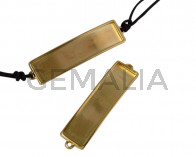 Conector de Zamak 52,5x12,6mm. Para cuero 10x2mm. Dorado. Int.1,5mm