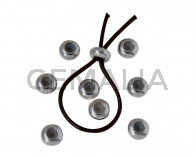 Rondel de Laton con silicona 8x4,3mm. Plata brillante. Int.2mm