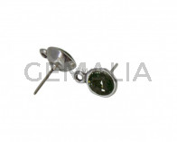 Pendiente de SWAROVSKI y Zamak con argolla. Redondo 11mm. Plateado-Black Diamond. Int.2mm