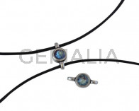 Conector de SWAROVSKI y Zamak 10x5mm. Plateado-Burgundy Delite.Int.1,2mm