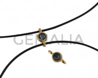 Conector de SWAROVSKI y Zamak 10x5mm. Dorado-Denim Blue.Int.1,2mm