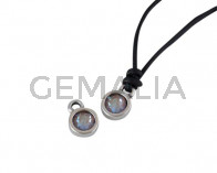 Colgante de SWAROVSKI y Zamak moneda 6,5x6,5mm. Plateado-Cappuccino Delite. Int.1,8mm