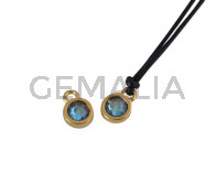 Colgante de SWAROVSKI y Zamak moneda 6,5x6,5mm. Dorado-Army Green. Int.1,8mm
