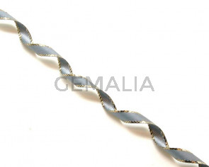 Lazo saten fantasia. 7mm. Gris claro. Calidad superior