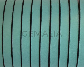 Cordon de Cuero Plano 5x1,5mm. Verde mar 2. Calidad superior. Precio Especial