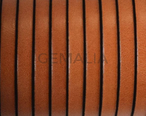 Cordon de Cuero Plano 5x1,5mm. Marron claro 2-Cantos negros. Calidad superior. Precio Especial